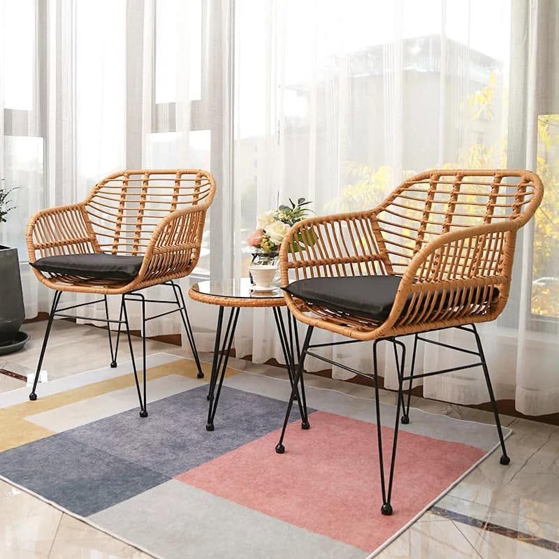 Bộ Bàn Ghế Cafe Sân Vườn Mây Nhựa