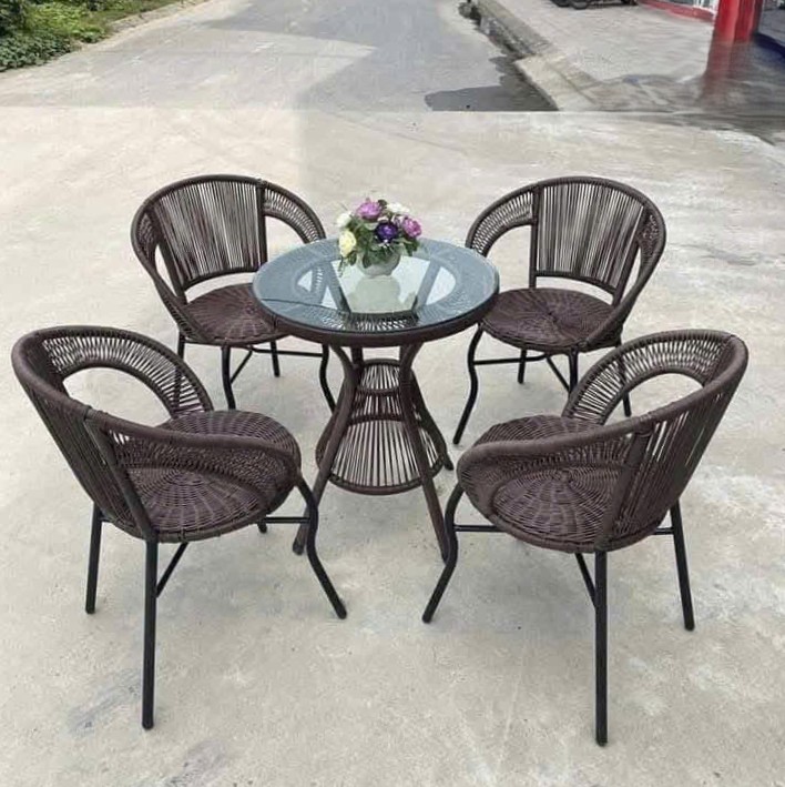 Bộ Bàn Ghế Cafe Mây Nhựa