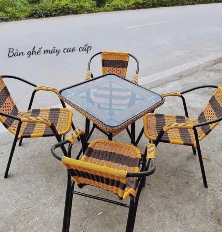 Bộ Bàn Ghế Cafe Mây Nhựa
