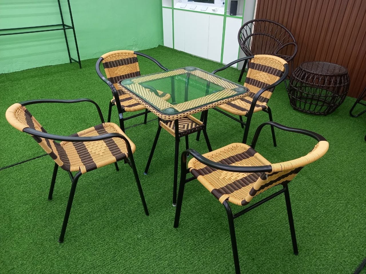 Bộ Bàn Ghế Cafe Mây Nhựa