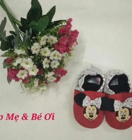 Giày tập đi đế silicon Mickey nơ trắng