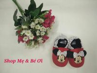 Giày tập đi đế silicon Mickey nơ trắng