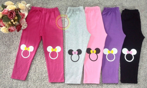 Quần thun ôm cho bé gái in hình MicKy đại