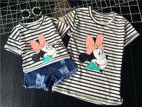 Áo cặp mẹ con sọc ngang in hình Mickey xinh xắn (áo con)