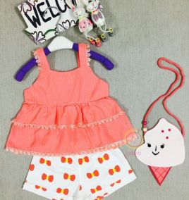 Đồ bộ 2 dây bé gái kèm túi cây kem cute