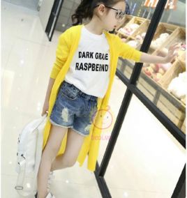 Áo khoác len phom dài bé gái thời trang