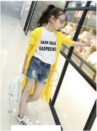 Áo khoác len phom dài bé gái thời trang