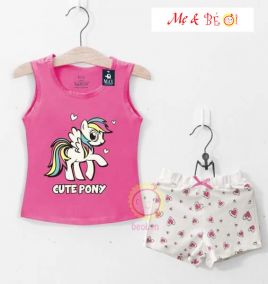 Đồ bộ bé gái sát nách in hình ngựa Bony size nhỏ