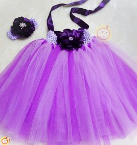Đầm cột dây bé gái kèm băng đô hoa