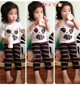 Set ba bộ bé gái in hình thú