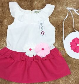 Đầm katê cho bé gái nhúng bèo hoa xinh xắn