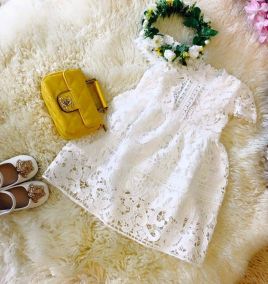 Đầm ren form xòe nhẹ nhàng tay cánh tiên cho bé gái (size lớn)