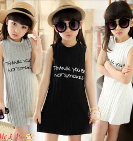 Đầm ôm body in hình chữ cho bé gái