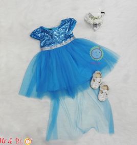 Đầm công chúa elsa kèm choàng lưới cho bé gái (size lớn)