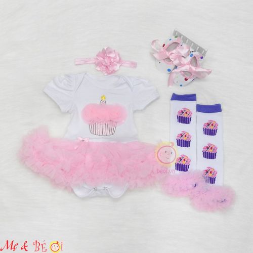 Set body suit kèm băng đô và giày ,vớ cho bé gái