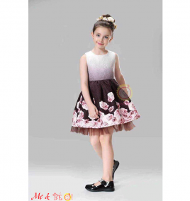 Đầm gấm xòe cho bé gái