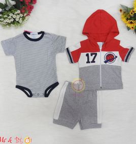 Set body suit kèm áo khoác tay ngắn và quần cho bé trai