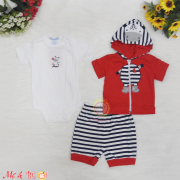 Set body suit kèm áo khoác tay ngắn và quần cho bé trai