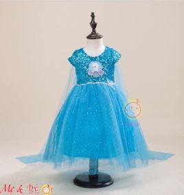 Đầm công chúa ELSA kèm khăn choàng lưới cho bé gái