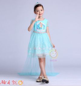 Đầm công chúa elsa kèm choàng lưới cho bé gái