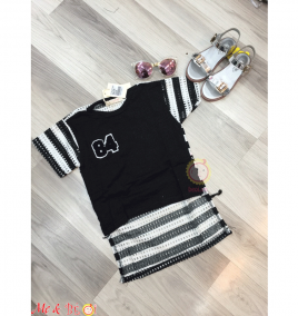 Áo thun bé gái số 84 màu đen