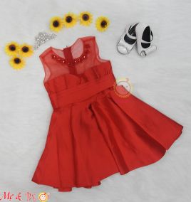 Đầm phi bóng phối ren cho bé gái