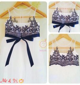 Đầm voan phối ren sang trọng cho bé gái