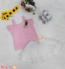 Sét váy thiết kế áo hai dây rớt vai