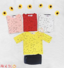 Set phối áo thun vạt dài cho bé gái
