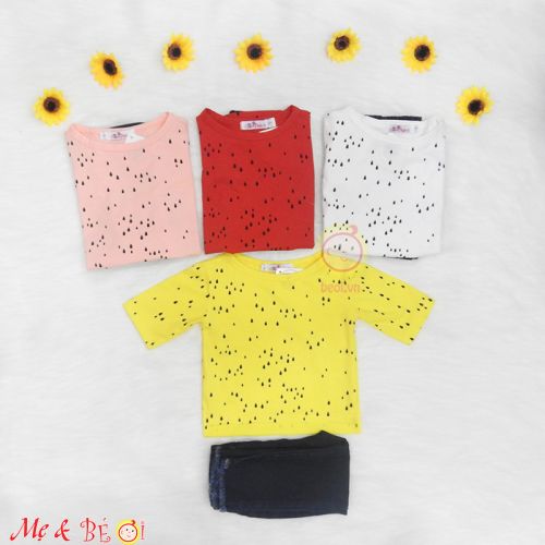 Set phối áo thun vạt dài cho bé gái