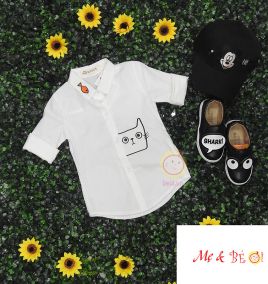 Áo sơ mi trắng tay dài cho bé gái