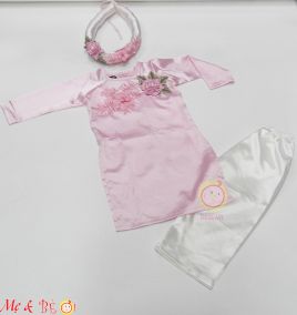 Áo dài tết phi bóng kèm mấn cho bé ( size nhỏ)