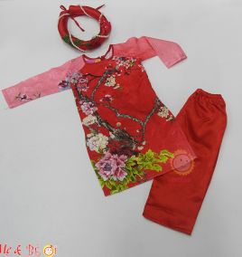 Áo dài tết gấm kèm mấn cho bé gái ( size lớn )