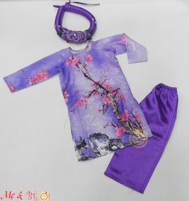 Áo dài tết gấm kèm mấn cho bé gái ( size nhỏ)
