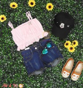 Áo croptop 2 dây cho bé gái