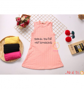Đầm thun gân ôm body in chữ cho bé gái ( size nhỏ )