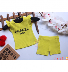 Đồ bộ thun gân Chanel bé gái đại