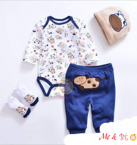 Set body suit tay dài set 4 món bé trai