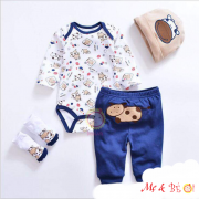 Set body suit tay dài set 4 món bé trai