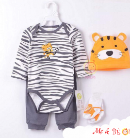 Set body suit tay dài set 4 món bé trai