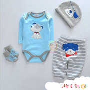 Set body suit tay dài set 4 món bé trai