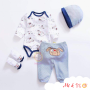 Set body suit tay dài set 4 món bé trai