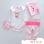 Set body suit tay dài set 4 món bé gái
