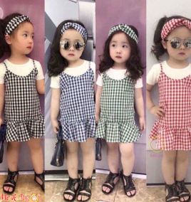 Set váy yếm Caro kèm turban