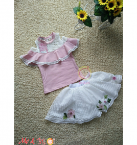Set áo trễ vai váy trắng lưới thêu hoa size lớn ( 4 - 7 )