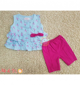 Bộ áo xô gân bèo 3 tầng đính nơ xinh yêu.