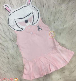 Đầm thun tai thỏ bé gái