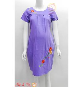 Đầm bầu công sở thêu hoa màu tím