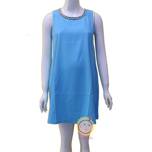 Đầm suông sát nách màu xanh ngọc