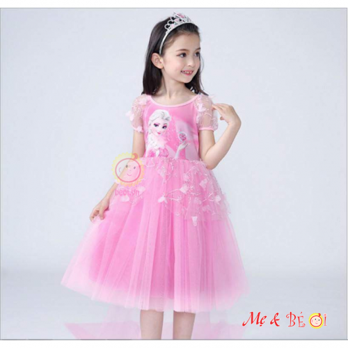 Đầm công chúa elsa kèm choàng lưới cho bé gái